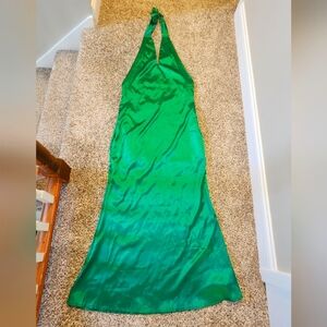 Elegant Green Halter Dress - EUC